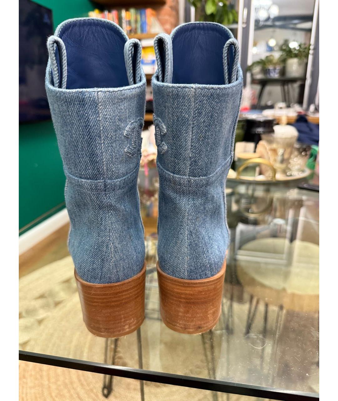 CHANEL Синие текстильные полусапоги, фото 4