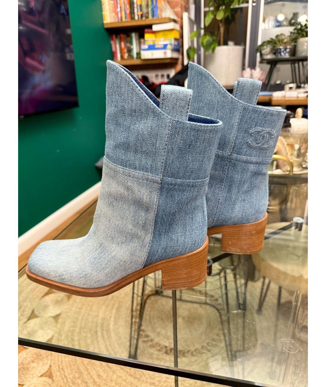 CHANEL Синие текстильные полусапоги, фото 3