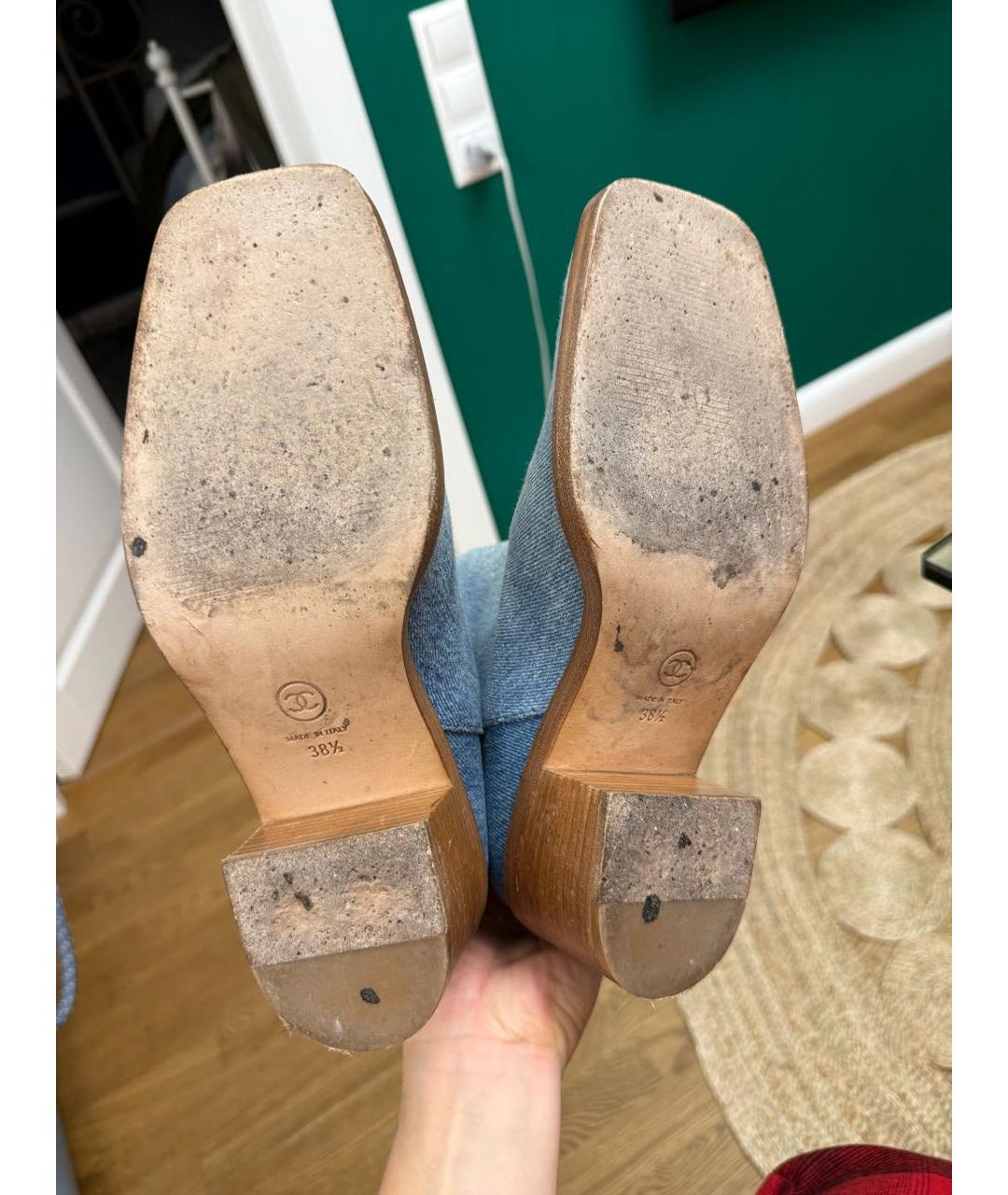 CHANEL Синие текстильные полусапоги, фото 5
