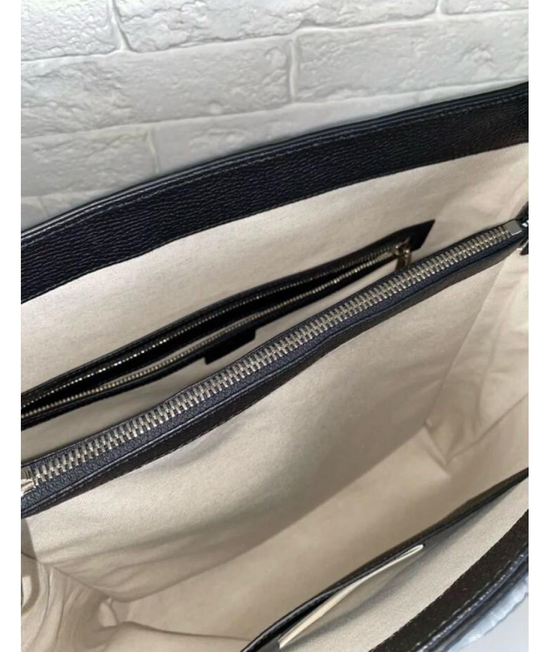 GUCCI Черный кожаный портфель, фото 5