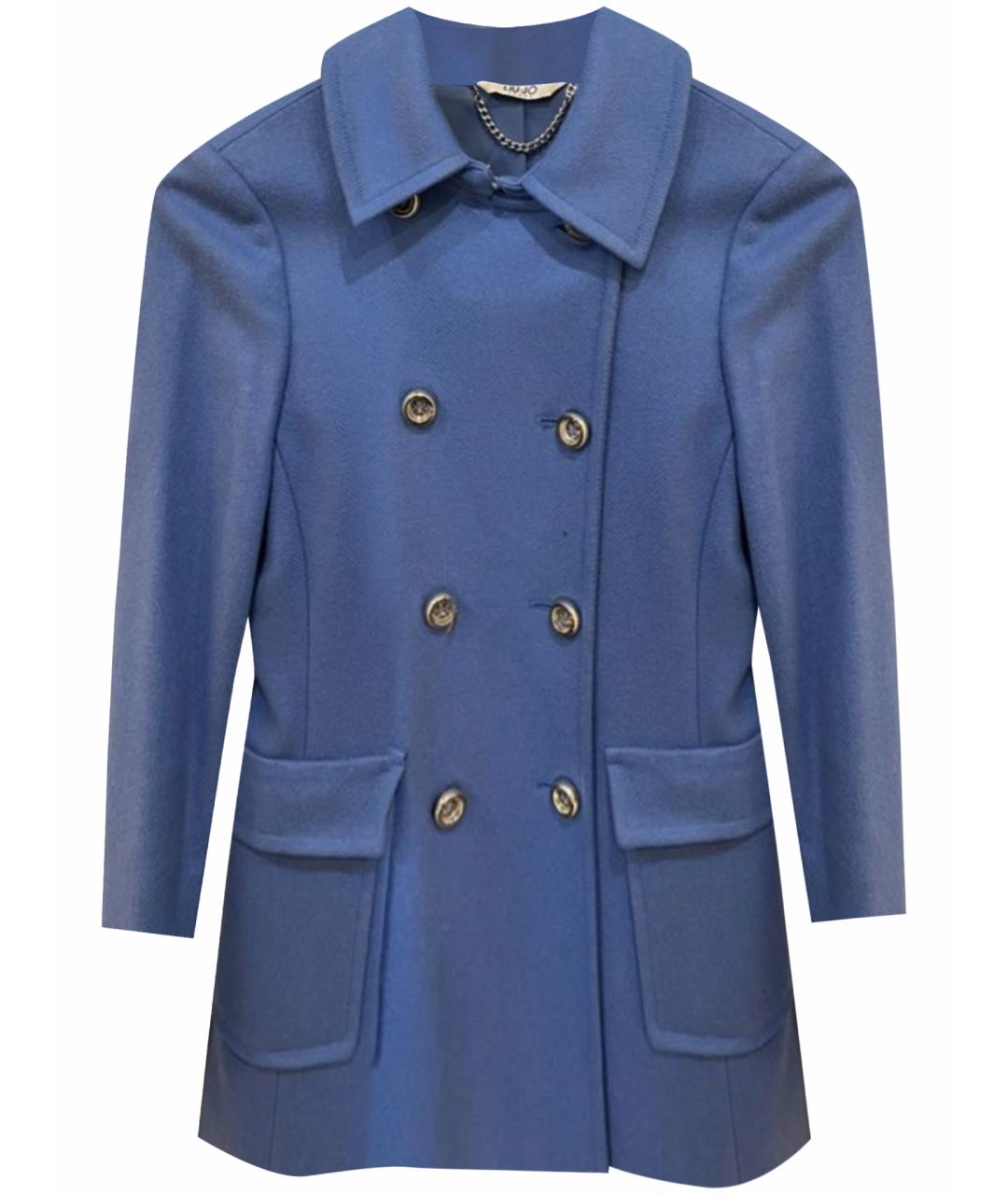 LIU JO Синее шерстяное пальто, фото 1