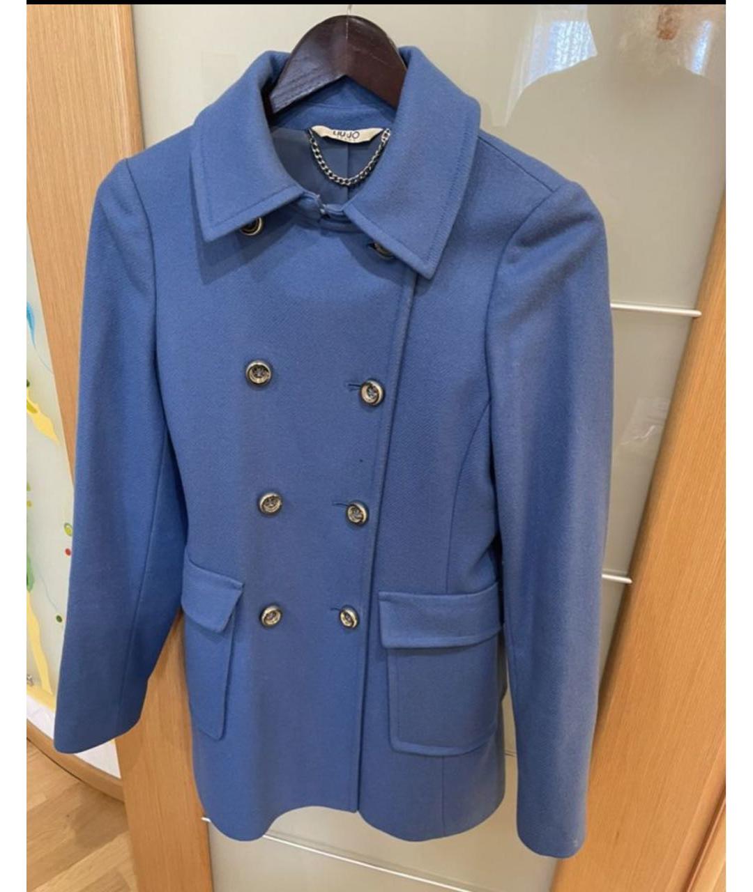 LIU JO Синее шерстяное пальто, фото 4