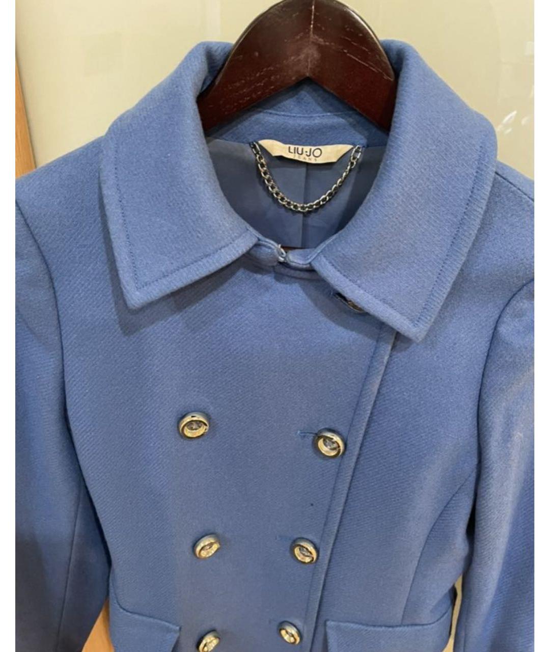 LIU JO Синее шерстяное пальто, фото 2