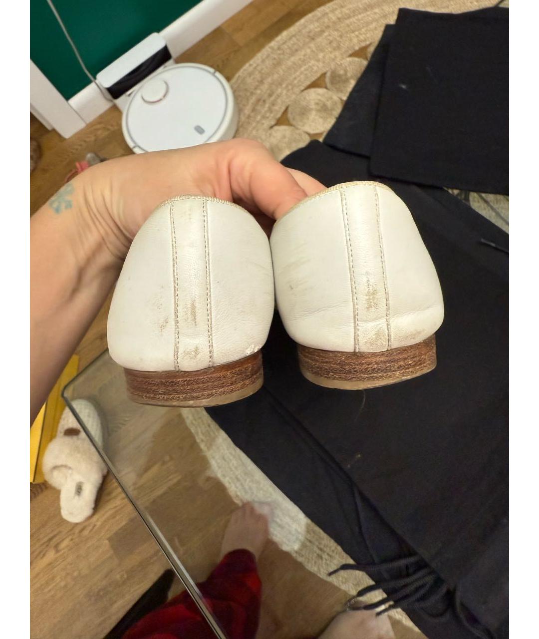 CHANEL Белые кожаные балетки, фото 5