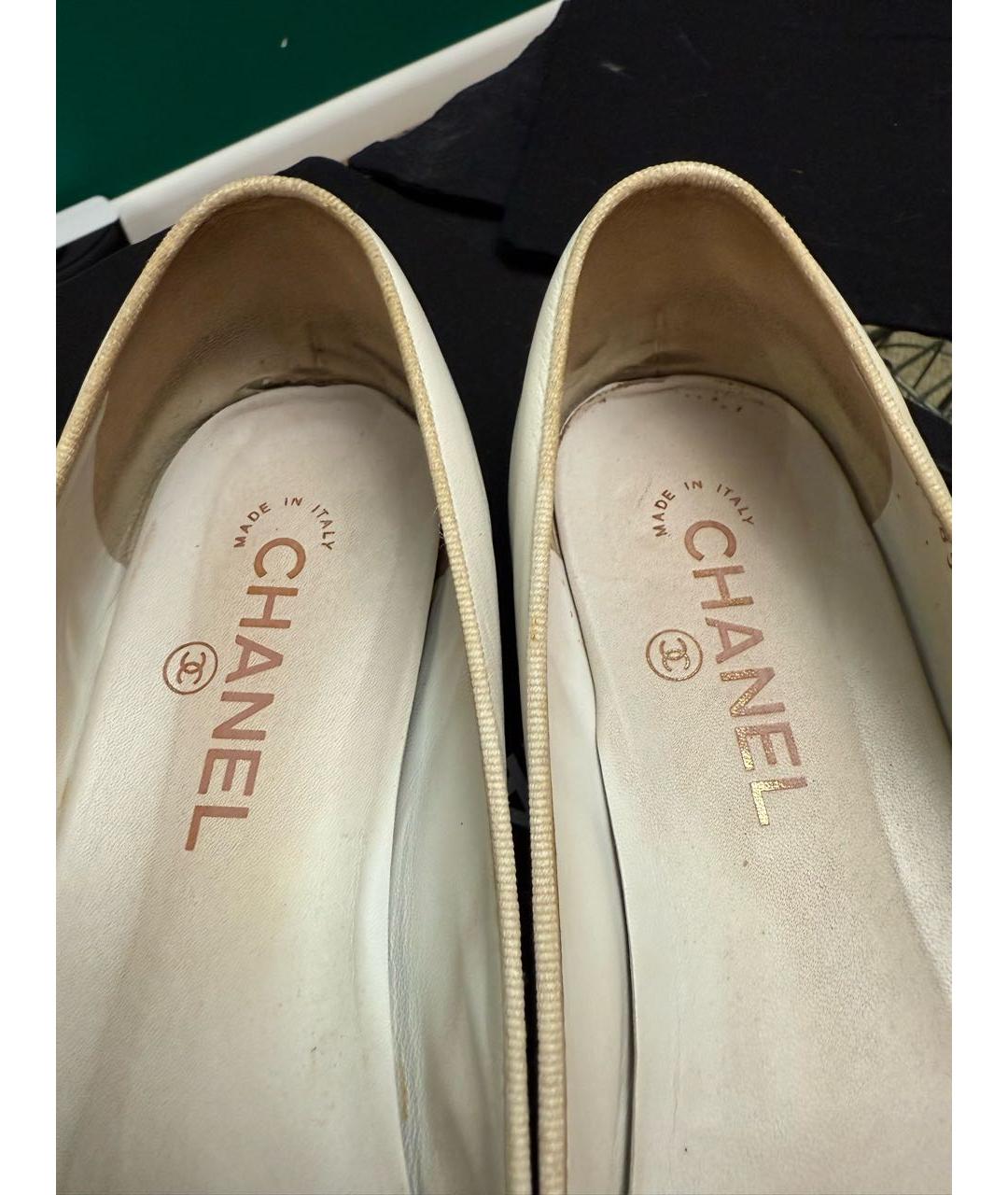 CHANEL Белые кожаные балетки, фото 4
