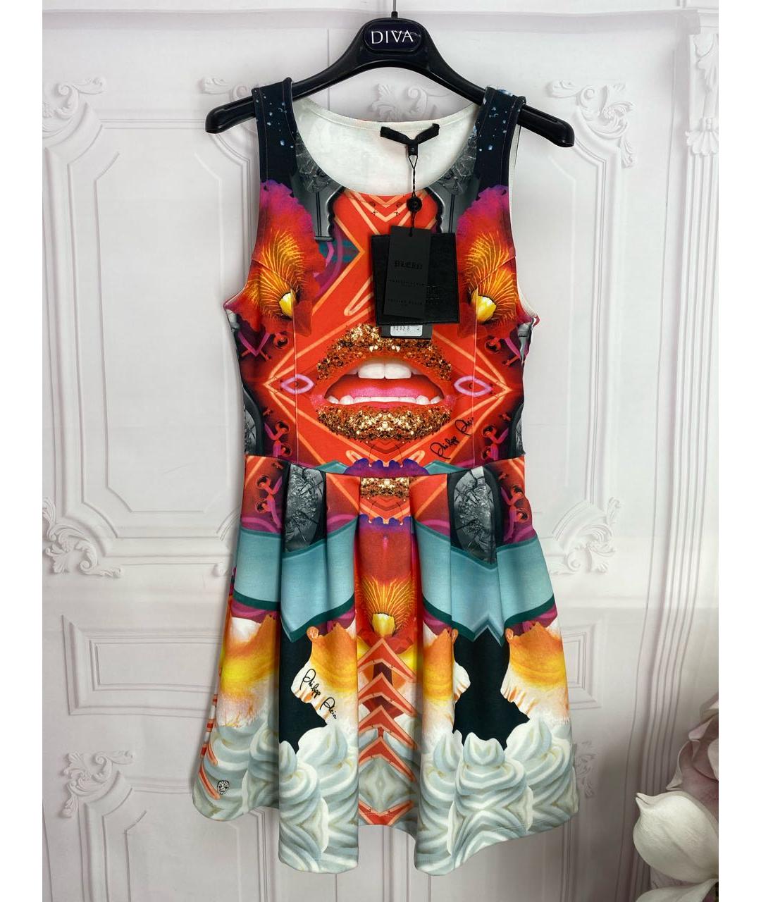 PHILIPP PLEIN Мульти полиэстеровое коктейльное платье, фото 5