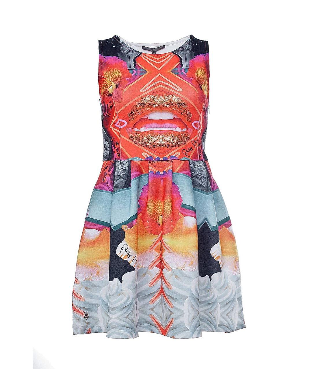 PHILIPP PLEIN Мульти полиэстеровое коктейльное платье, фото 1