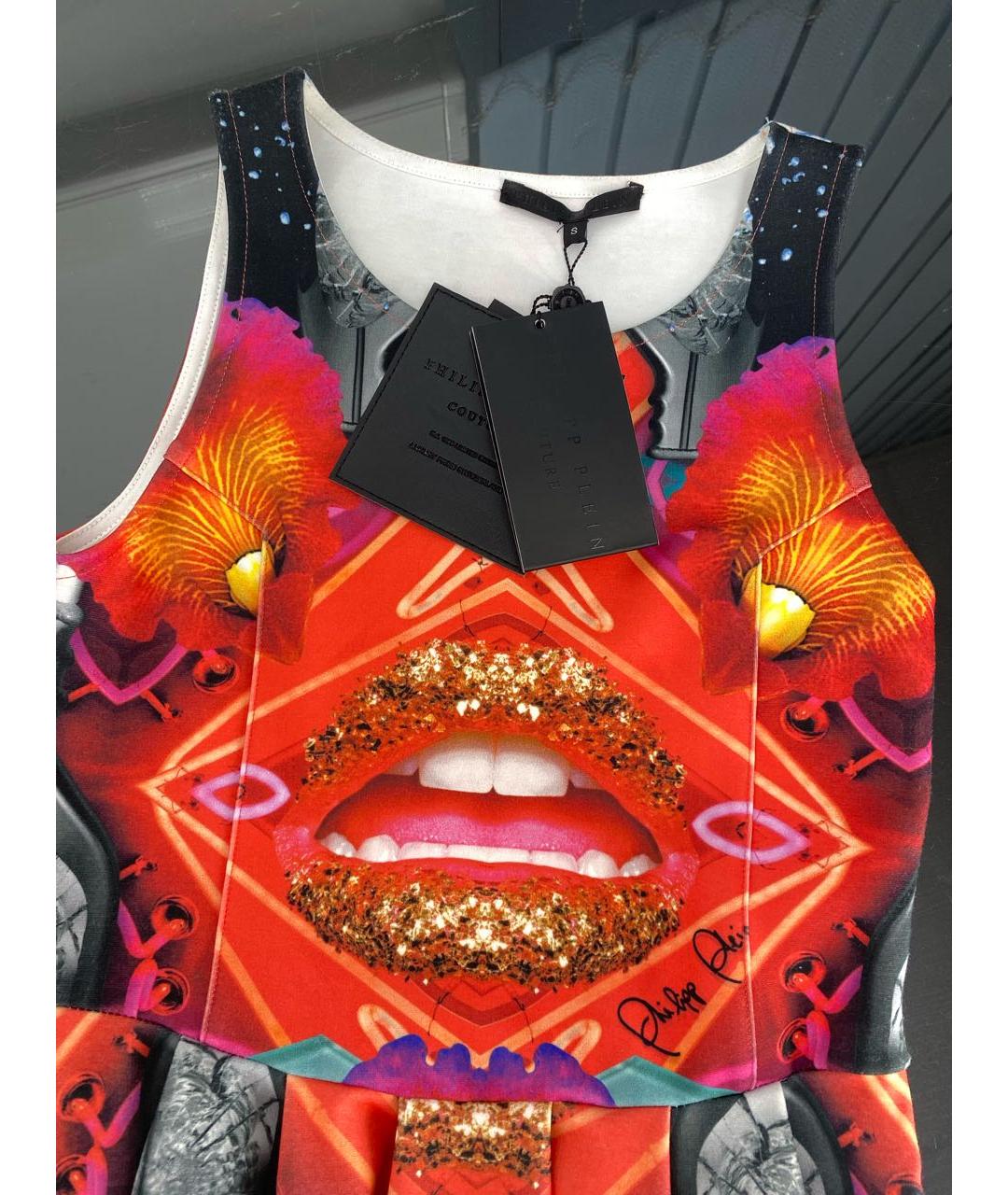 PHILIPP PLEIN Мульти полиэстеровое коктейльное платье, фото 3