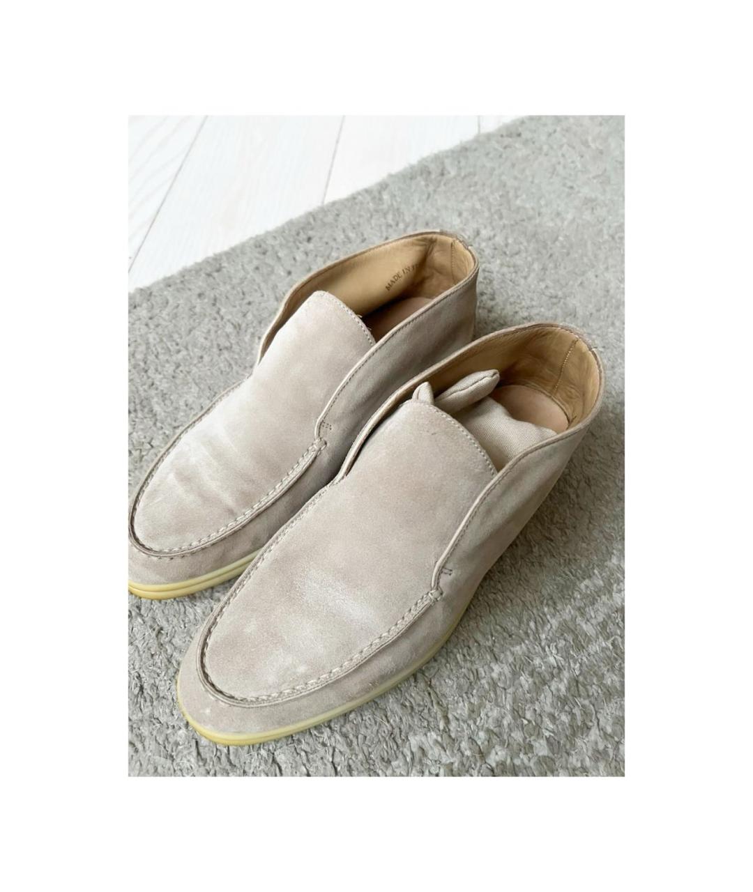 LORO PIANA Бежевые замшевые лоферы, фото 2