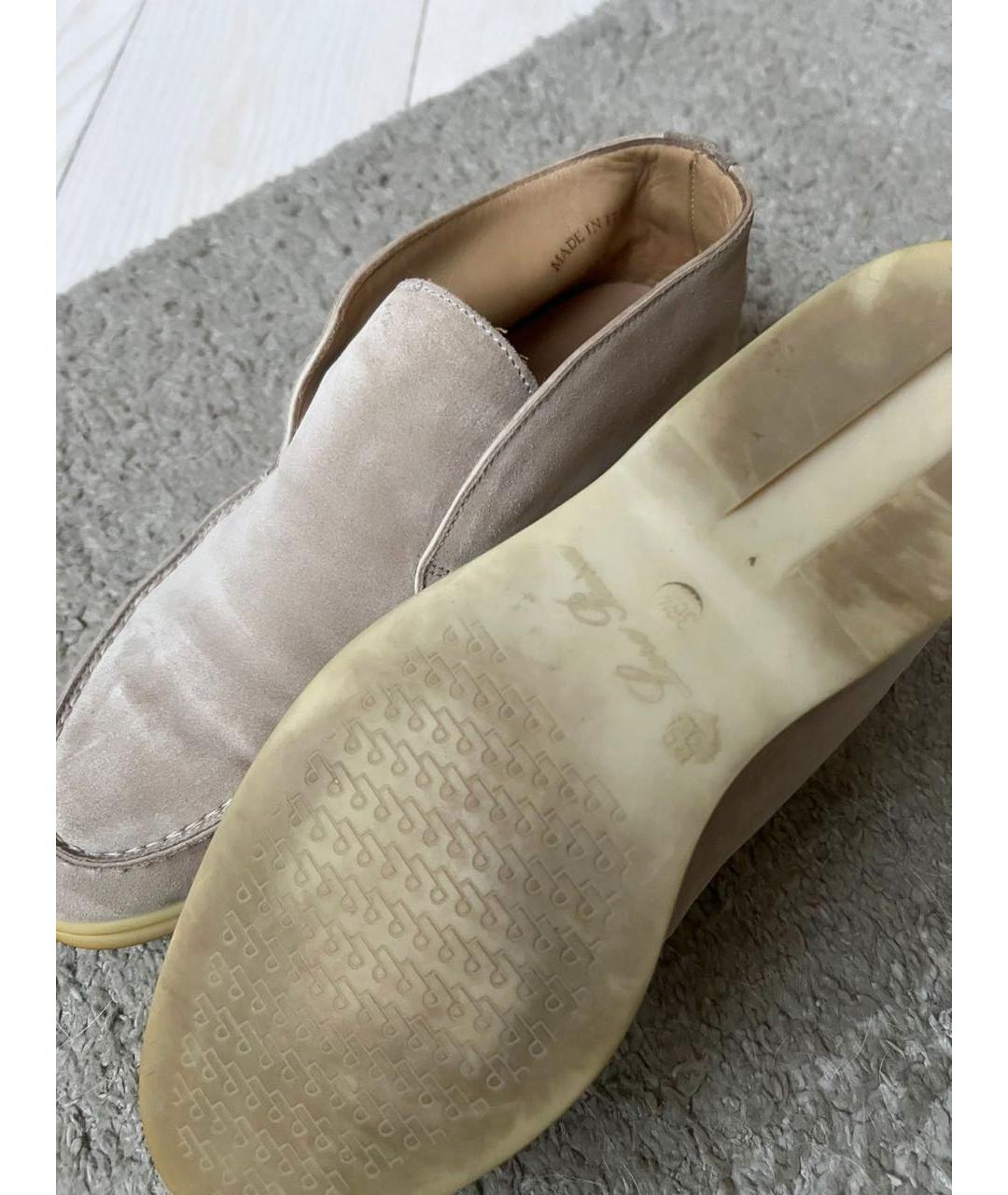 LORO PIANA Бежевые замшевые лоферы, фото 4