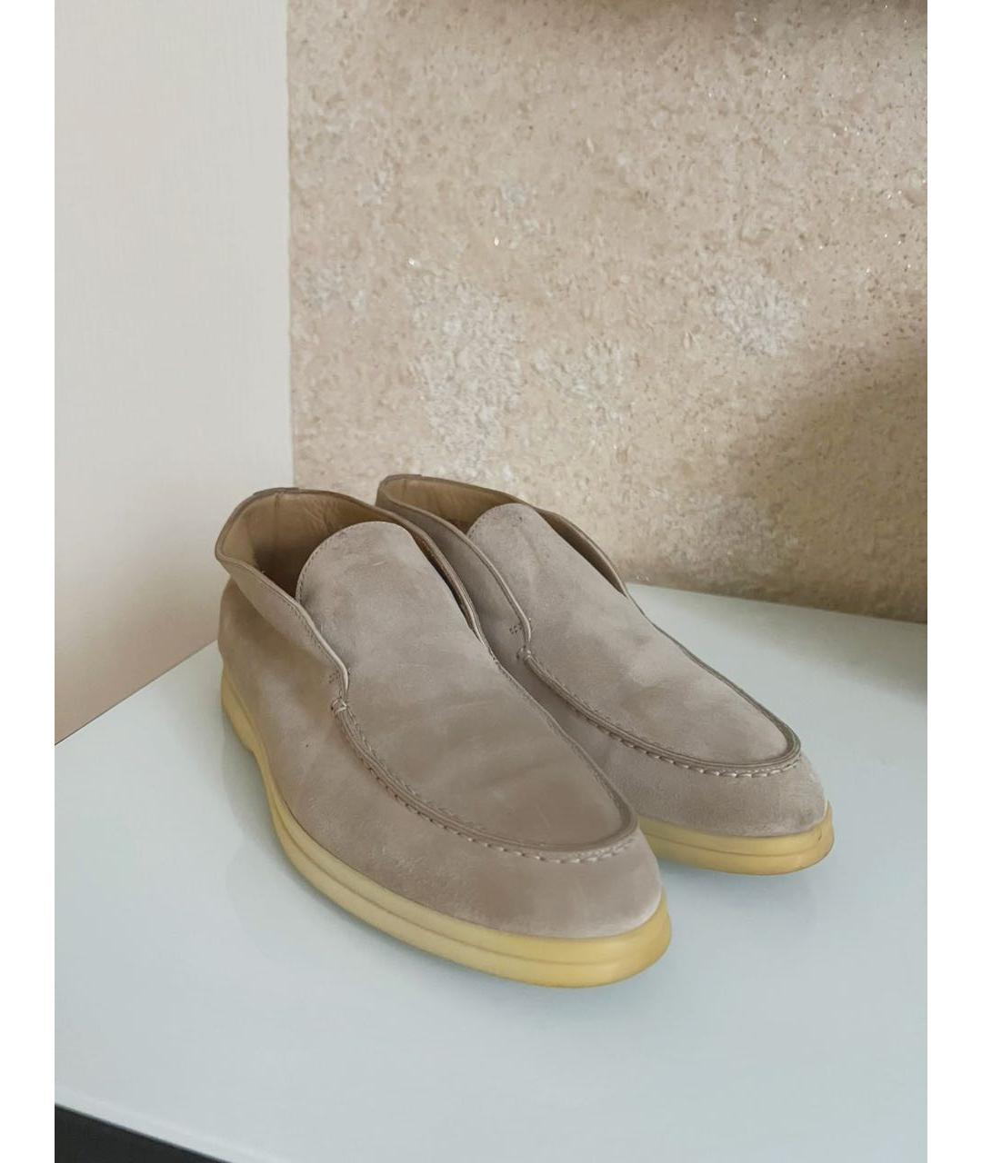 LORO PIANA Бежевые замшевые лоферы, фото 5