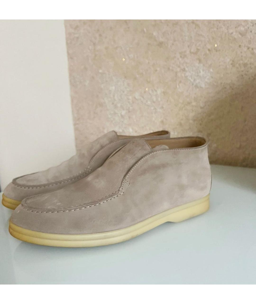 LORO PIANA Бежевые замшевые лоферы, фото 8