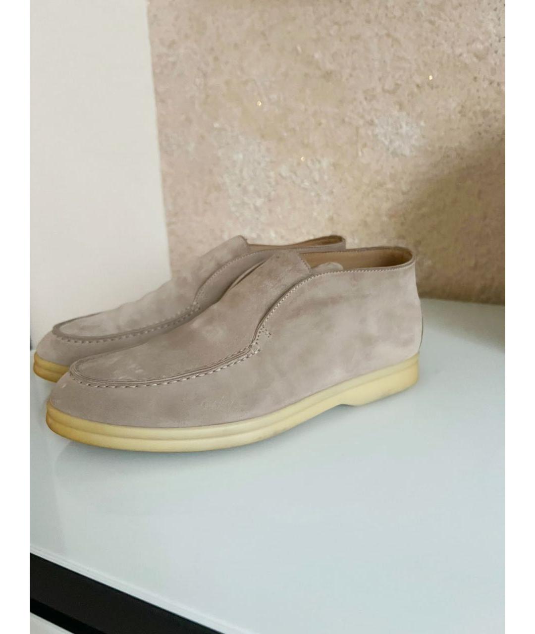 LORO PIANA Бежевые замшевые лоферы, фото 9