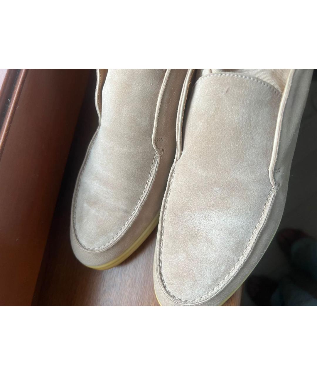 LORO PIANA Бежевые замшевые лоферы, фото 6