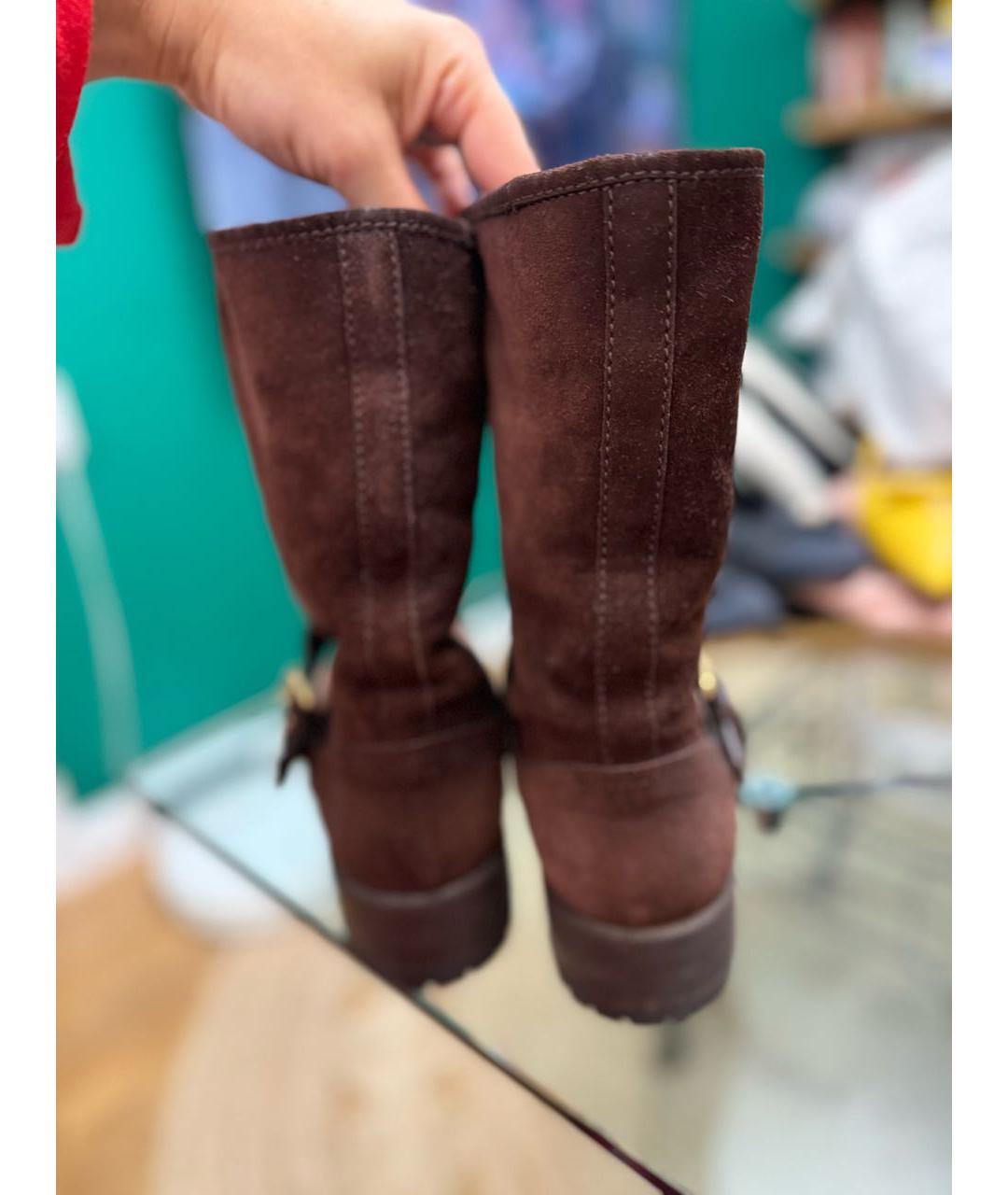 LOUIS VUITTON Коричневые замшевые полусапоги, фото 4