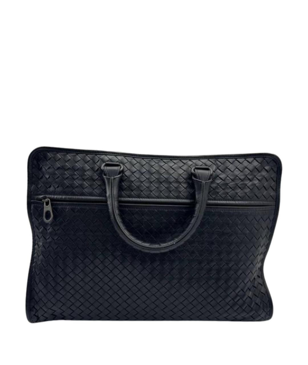 BOTTEGA VENETA Черный кожаный портфель, фото 1