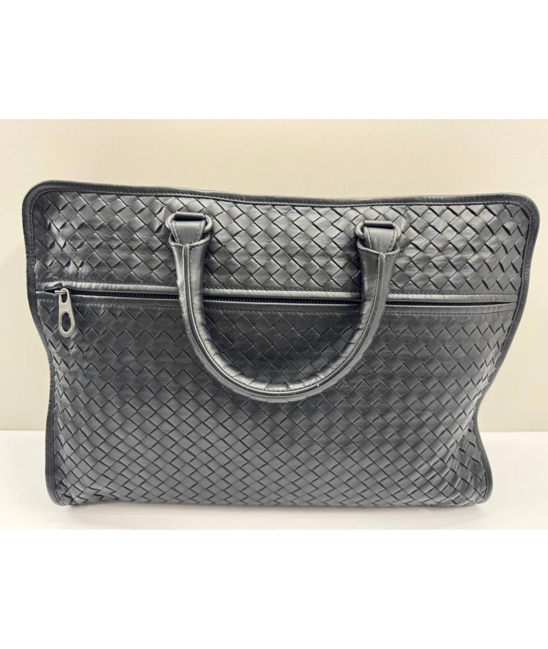 BOTTEGA VENETA Черный кожаный портфель, фото 2