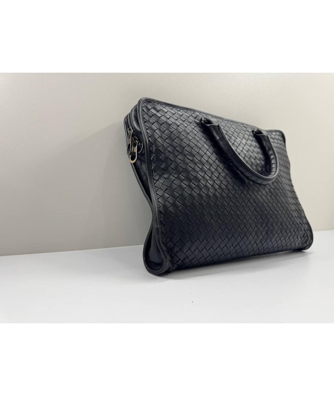 BOTTEGA VENETA Черный кожаный портфель, фото 8