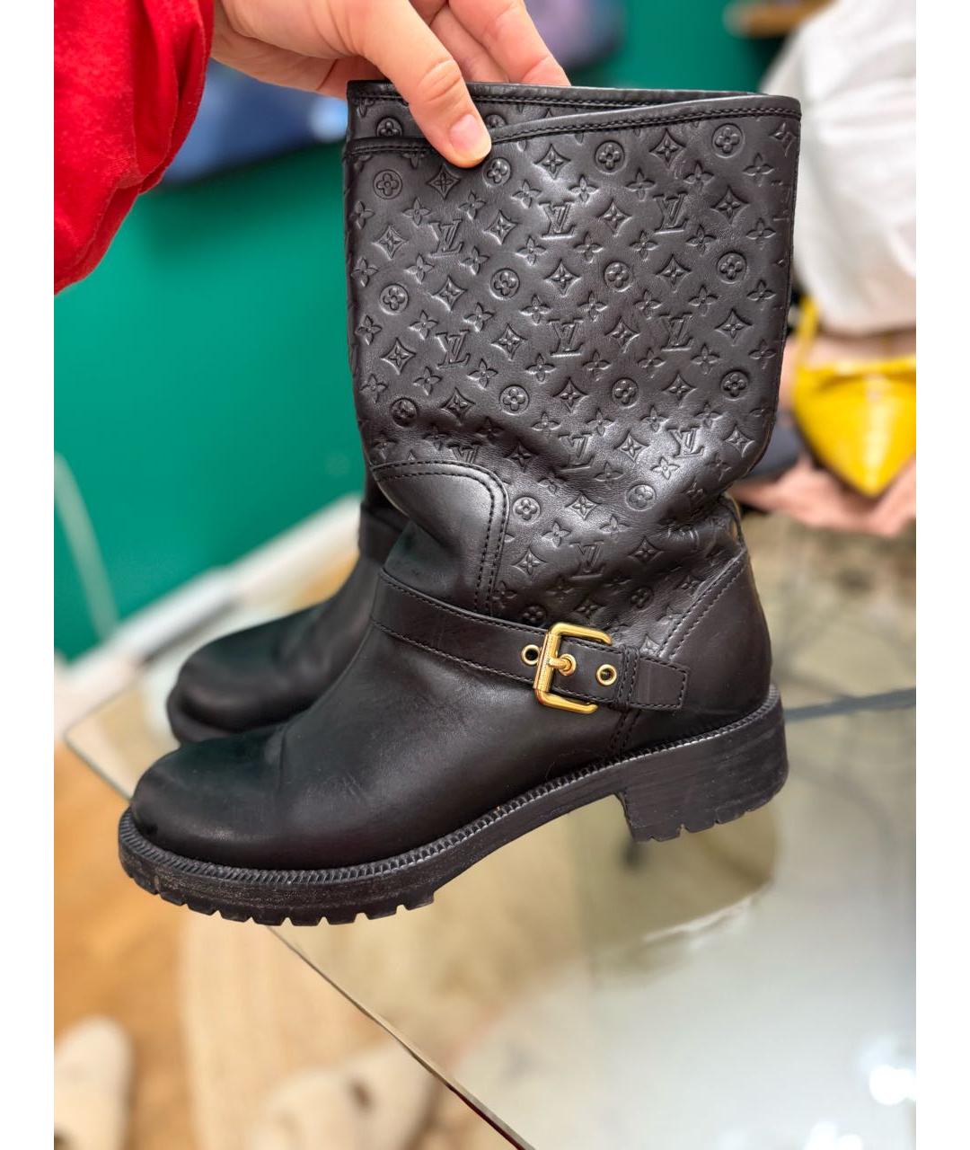 LOUIS VUITTON Черные кожаные полусапоги, фото 6