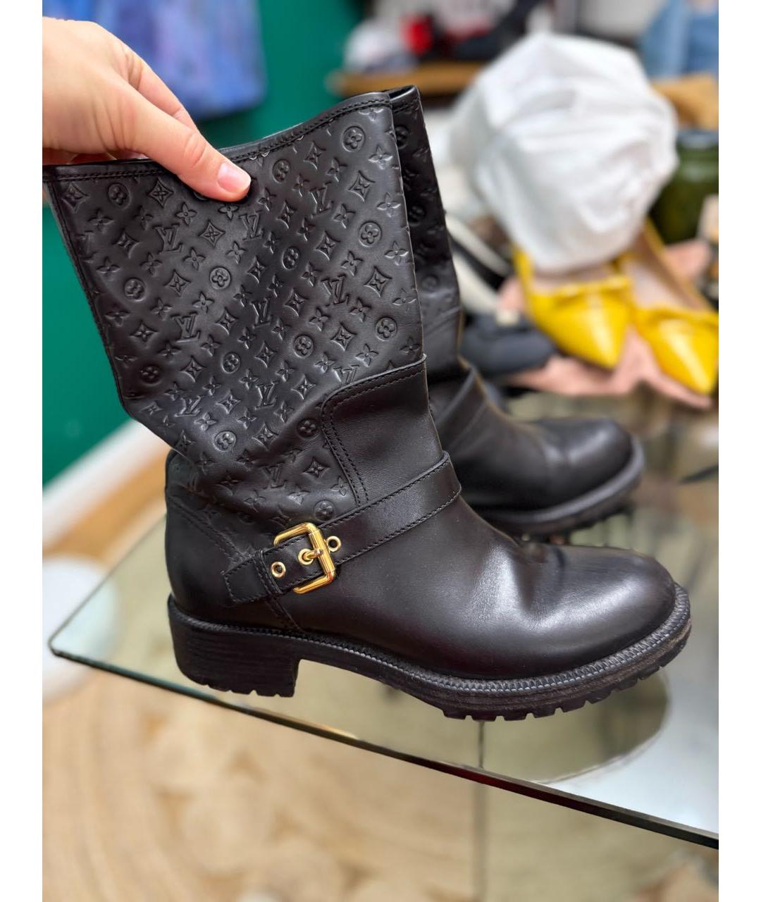 LOUIS VUITTON Черные кожаные полусапоги, фото 2