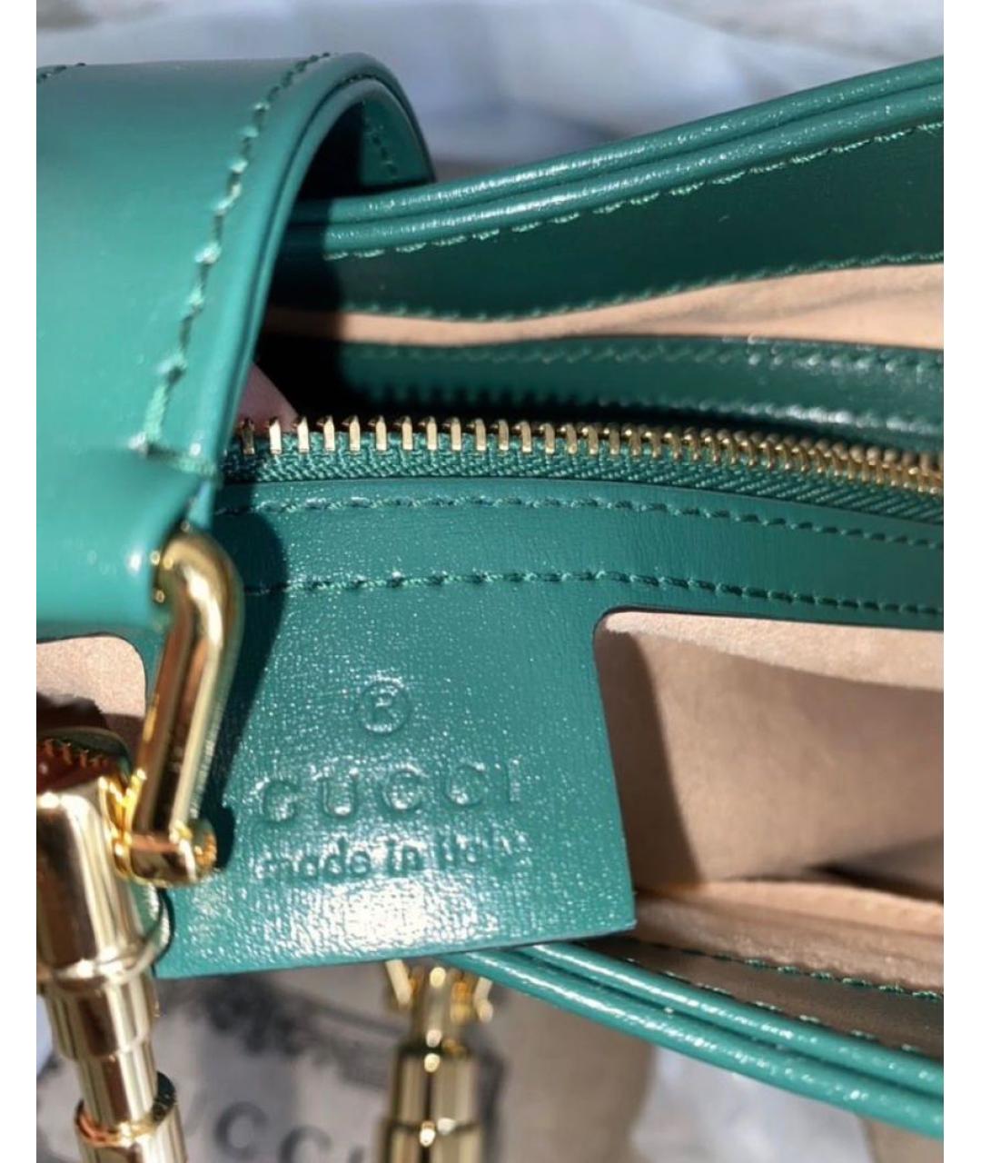 GUCCI Зеленая кожаная сумка с короткими ручками, фото 6