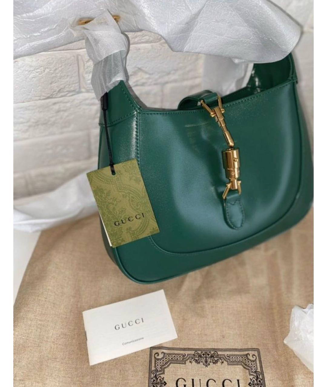 GUCCI Зеленая кожаная сумка с короткими ручками, фото 4