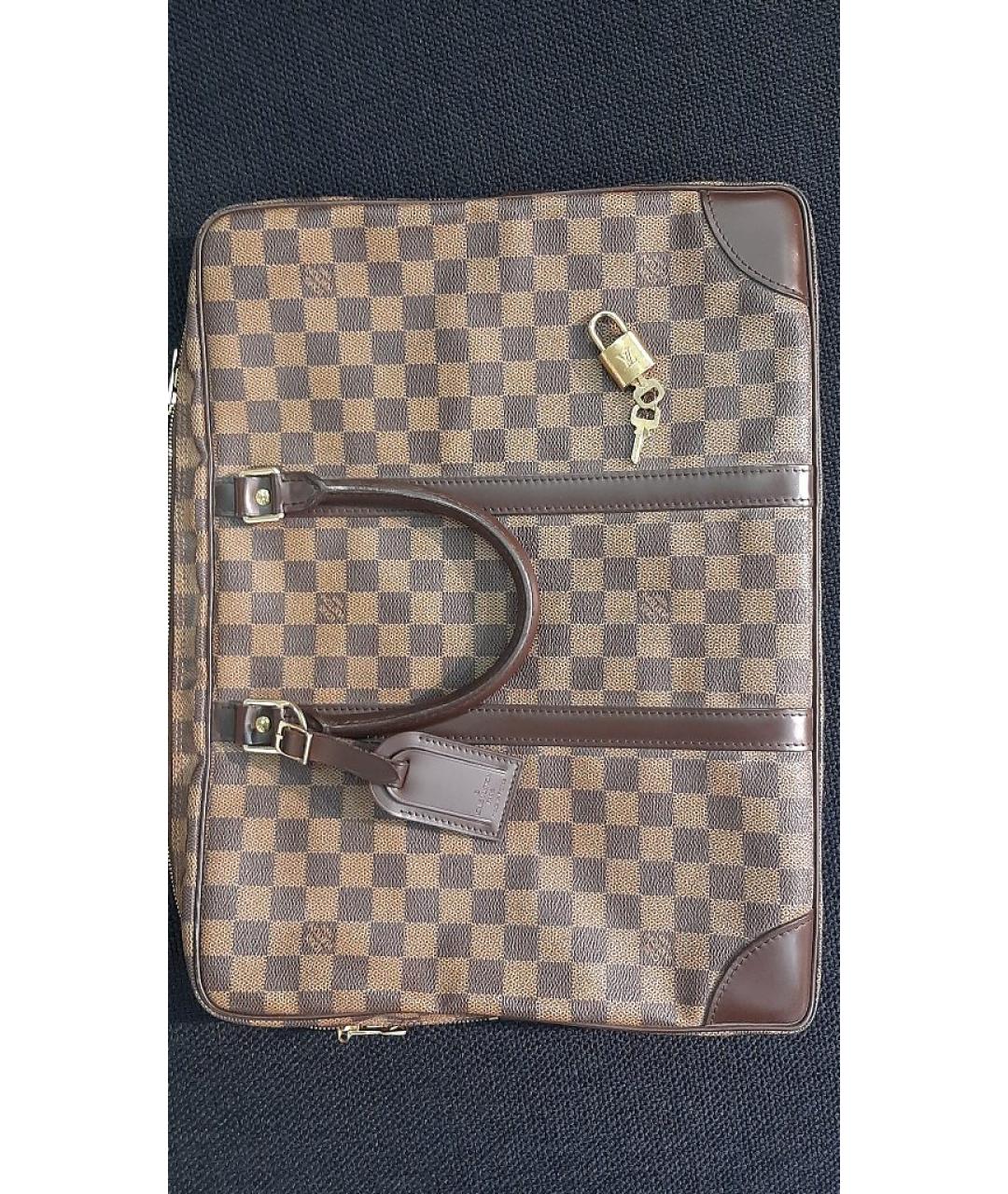 LOUIS VUITTON Коричневый кожаный портфель, фото 8