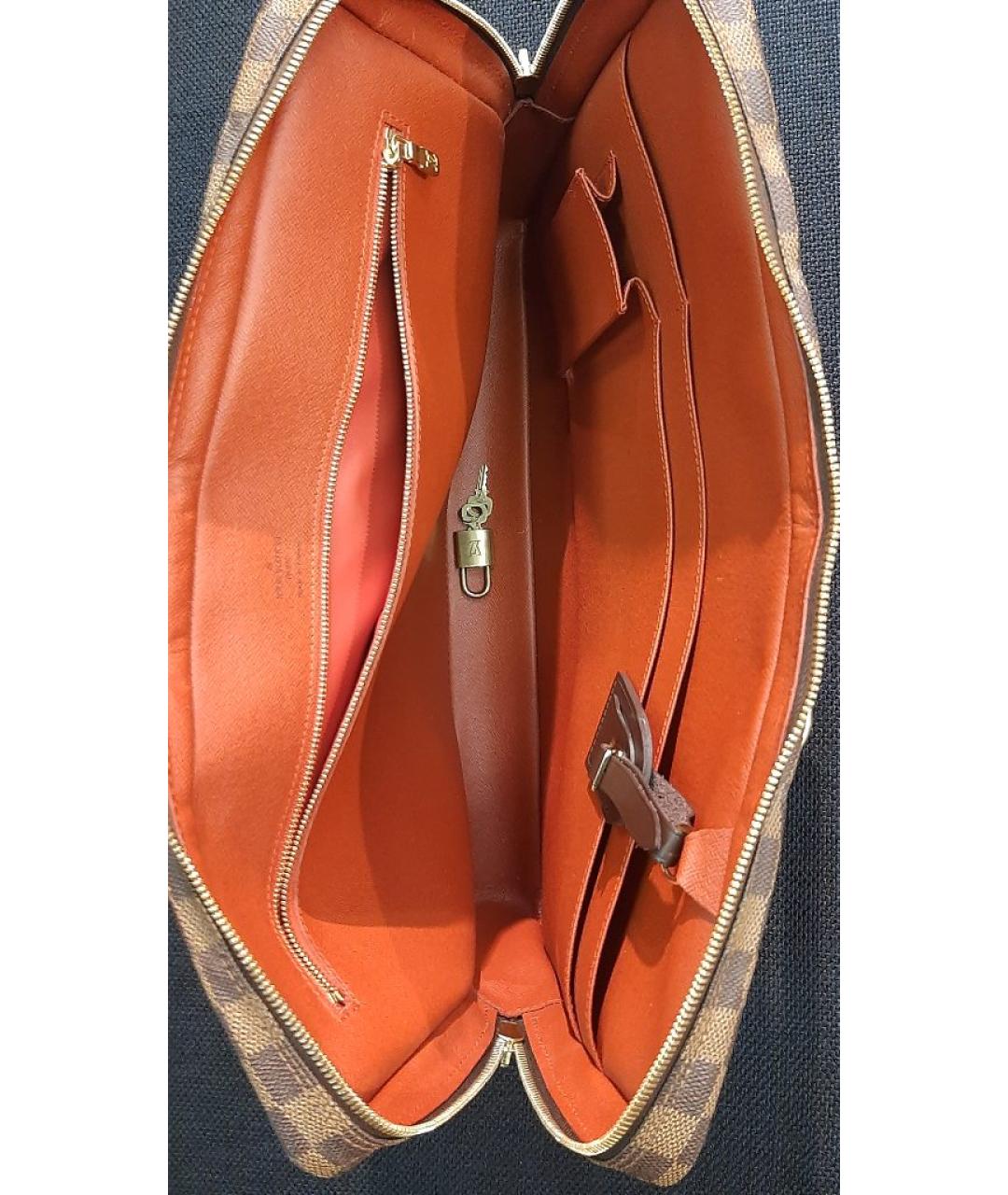 LOUIS VUITTON Коричневый кожаный портфель, фото 4