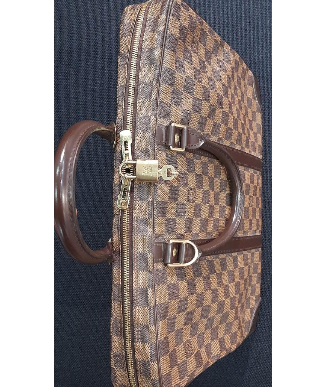 LOUIS VUITTON Коричневый кожаный портфель, фото 5