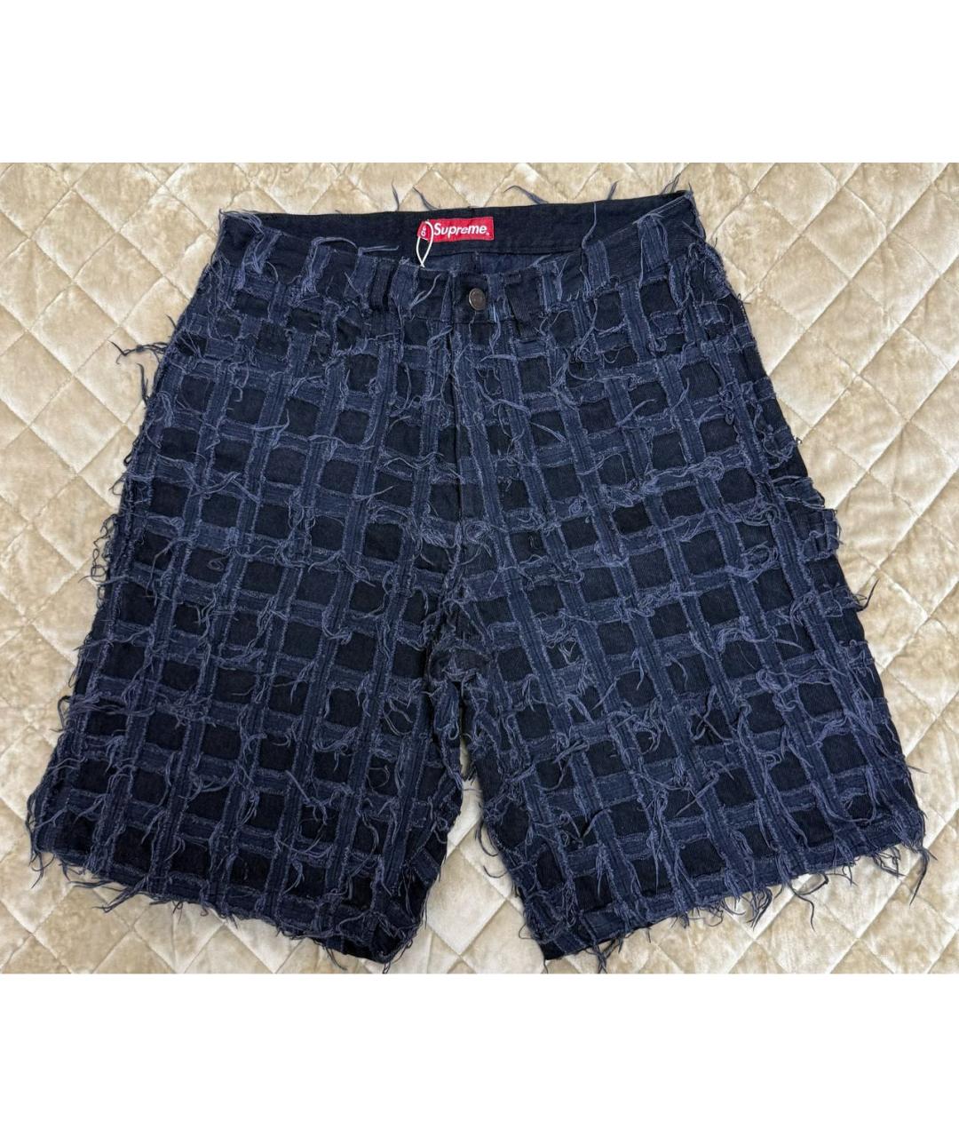 SUPREME Темно-синие деним шорты, фото 7
