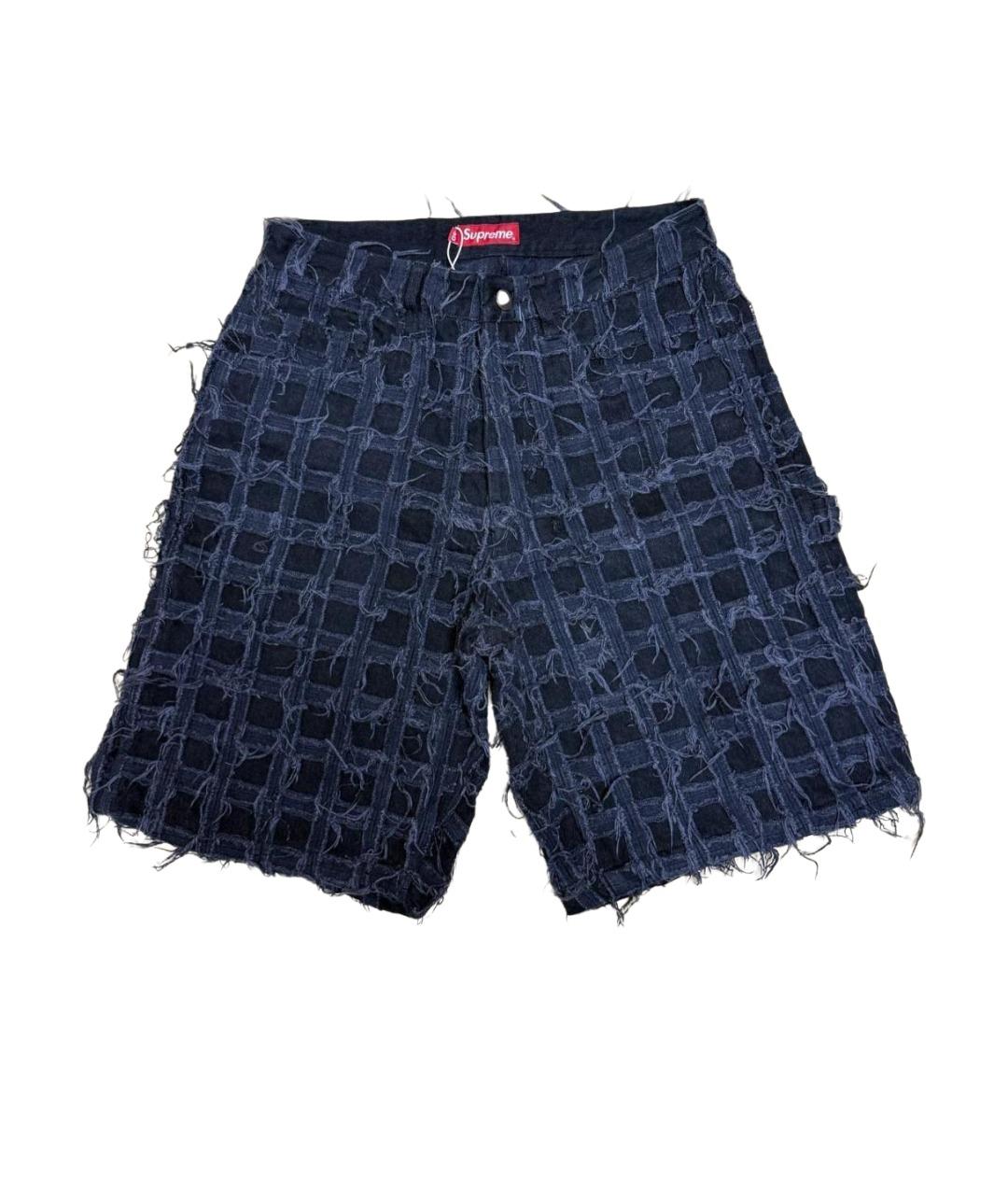 SUPREME Темно-синие деним шорты, фото 1