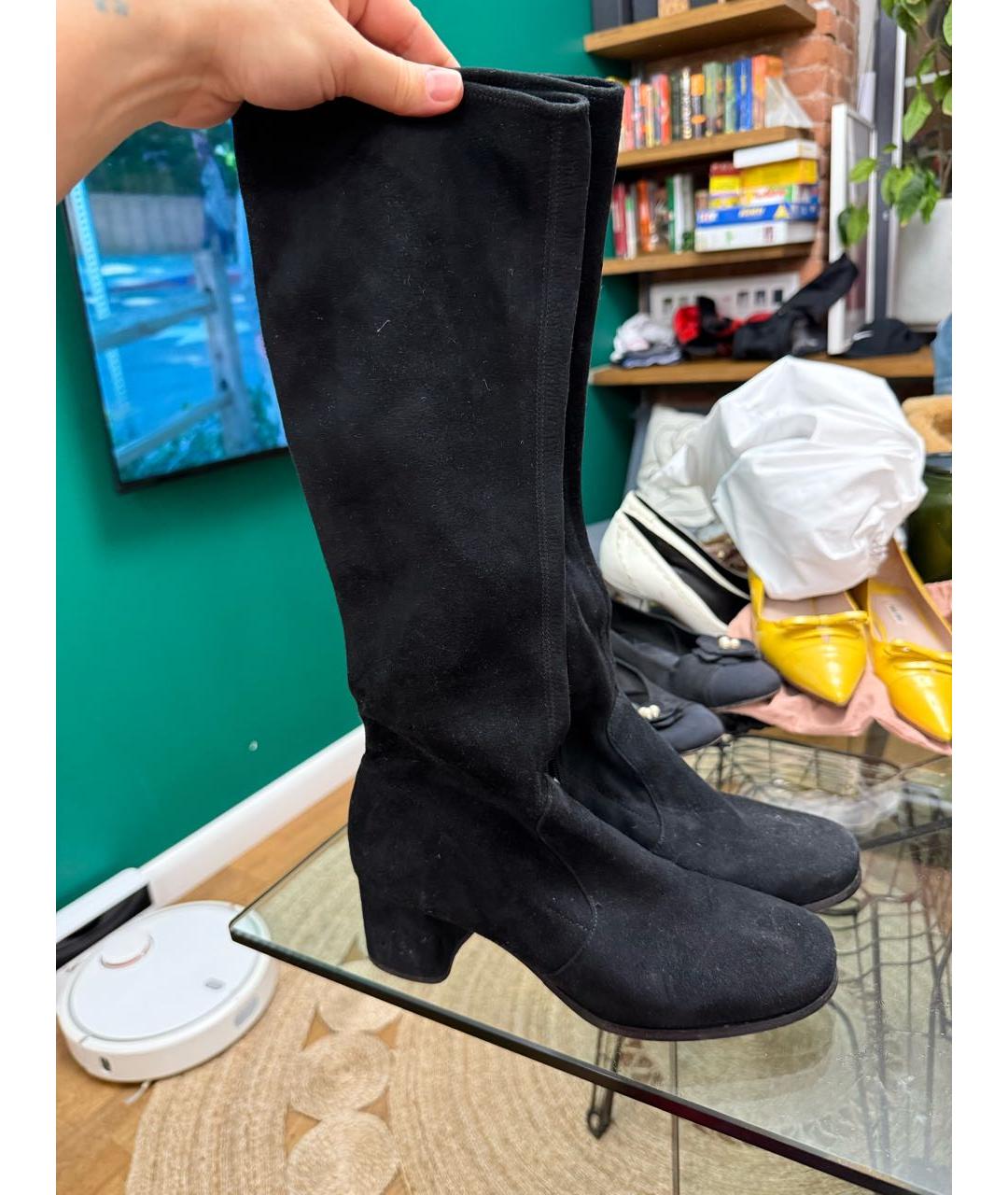 PRADA Черные замшевые сапоги, фото 6