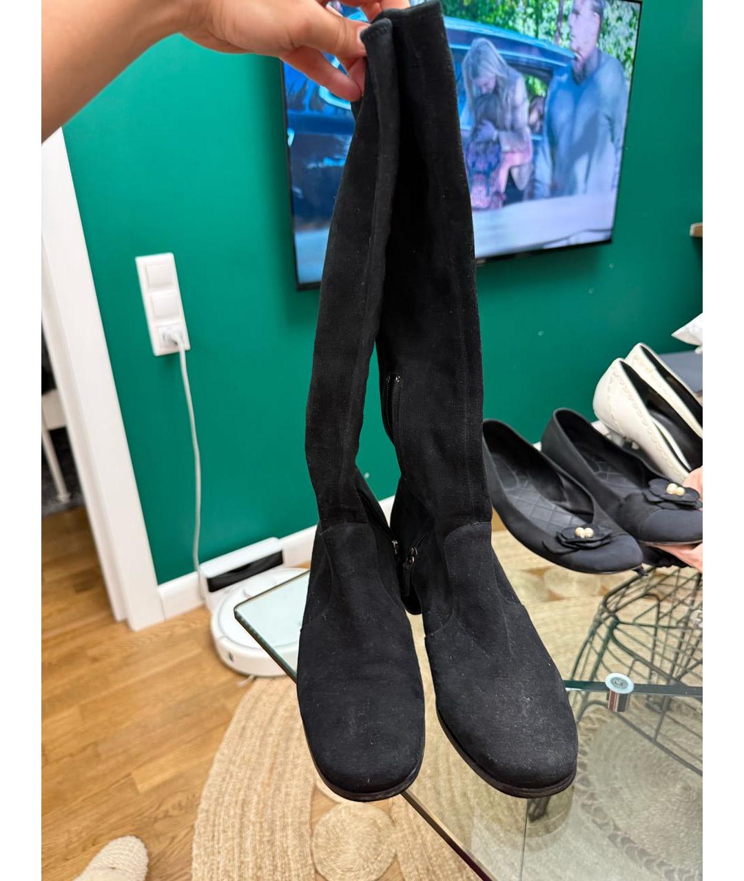 PRADA Черные замшевые сапоги, фото 2