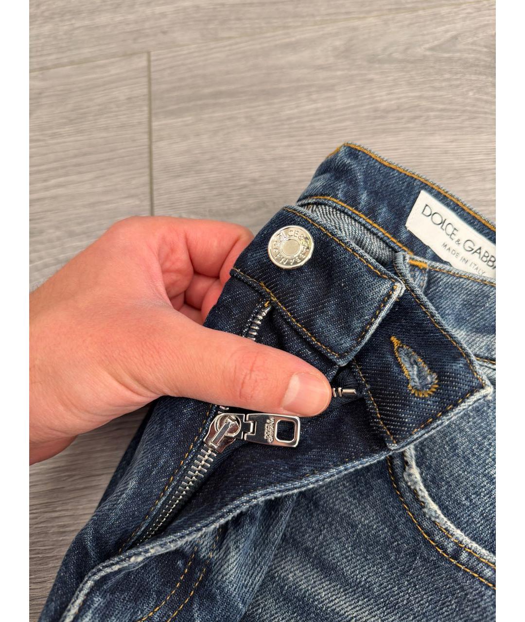DOLCE&GABBANA Темно-синие хлопковые джинсы, фото 4