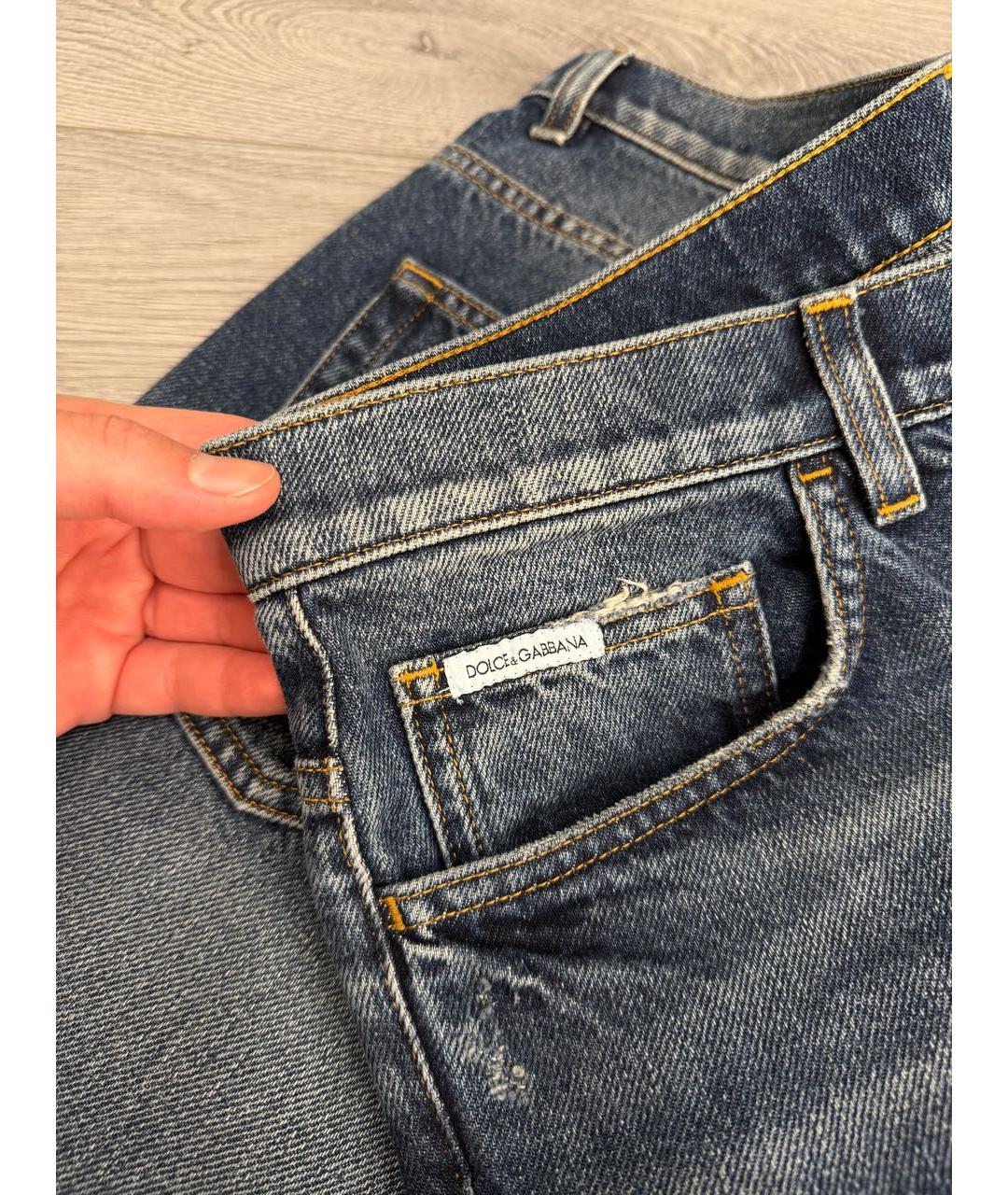 DOLCE&GABBANA Темно-синие хлопковые джинсы, фото 5