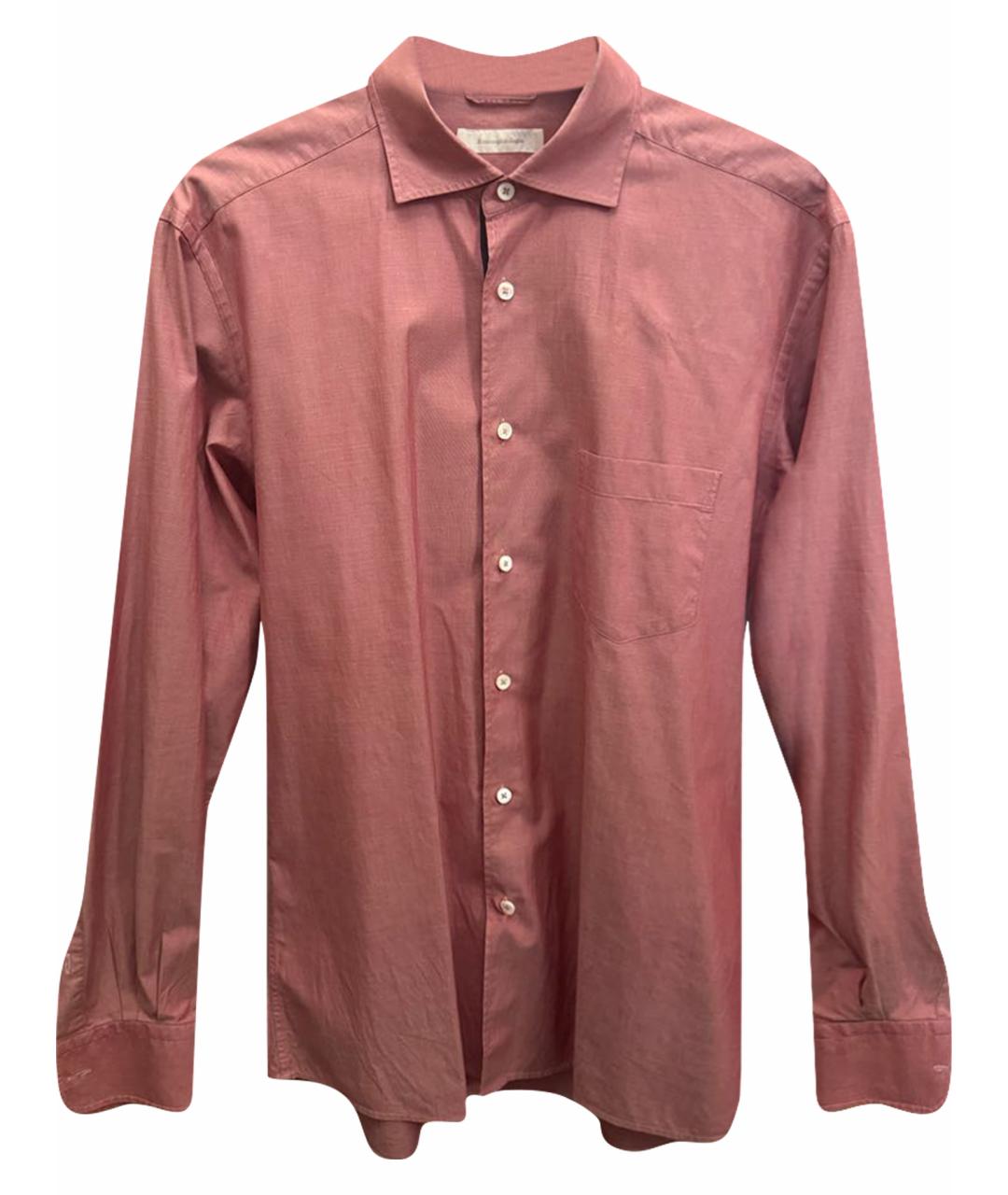 ERMENEGILDO ZEGNA XXX Коралловая хлопковая классическая рубашка, фото 1