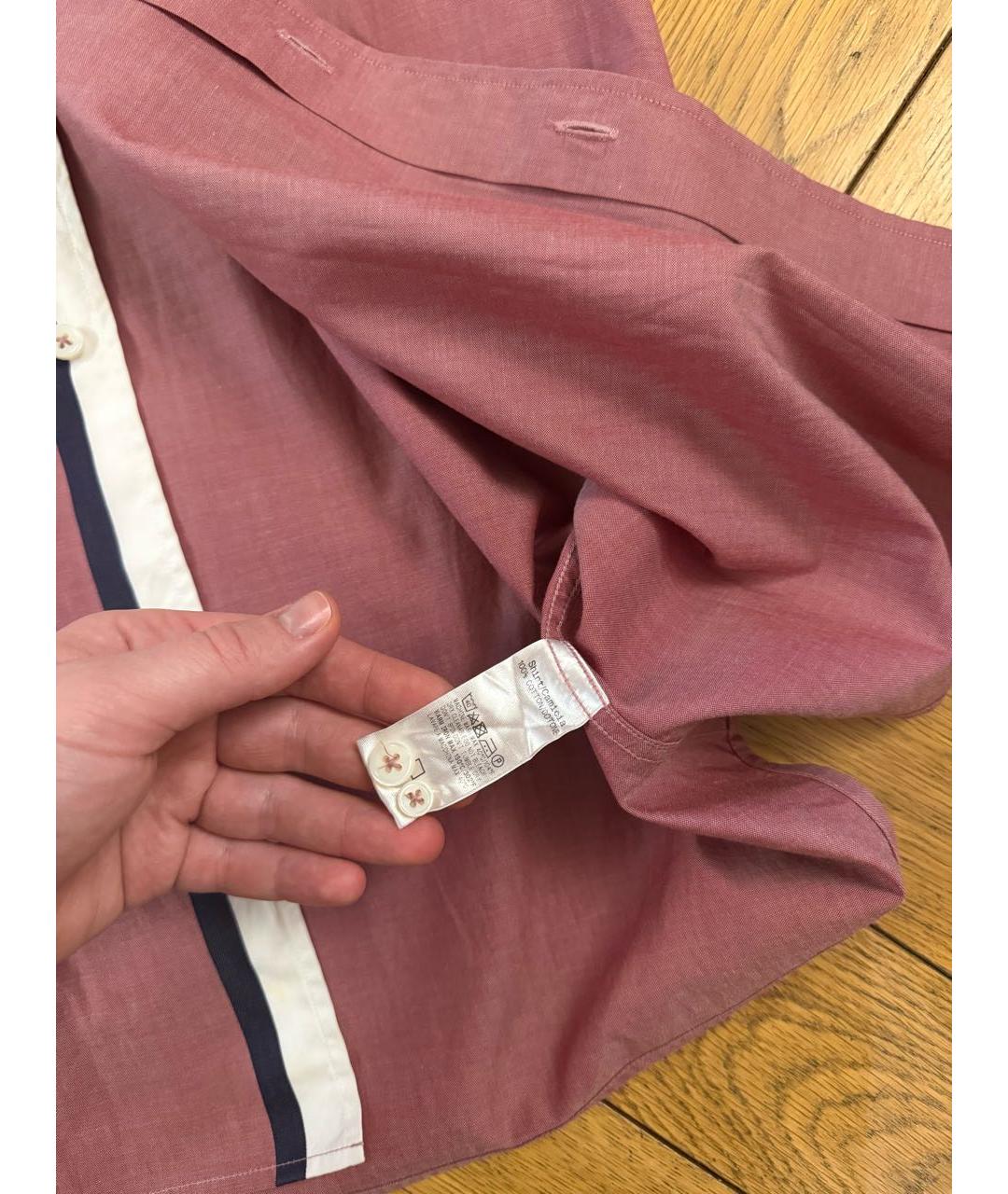 ERMENEGILDO ZEGNA XXX Коралловая хлопковая классическая рубашка, фото 7