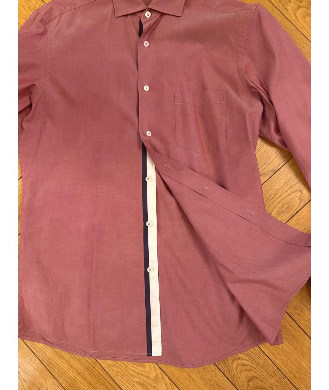 ERMENEGILDO ZEGNA XXX Коралловая хлопковая классическая рубашка, фото 5