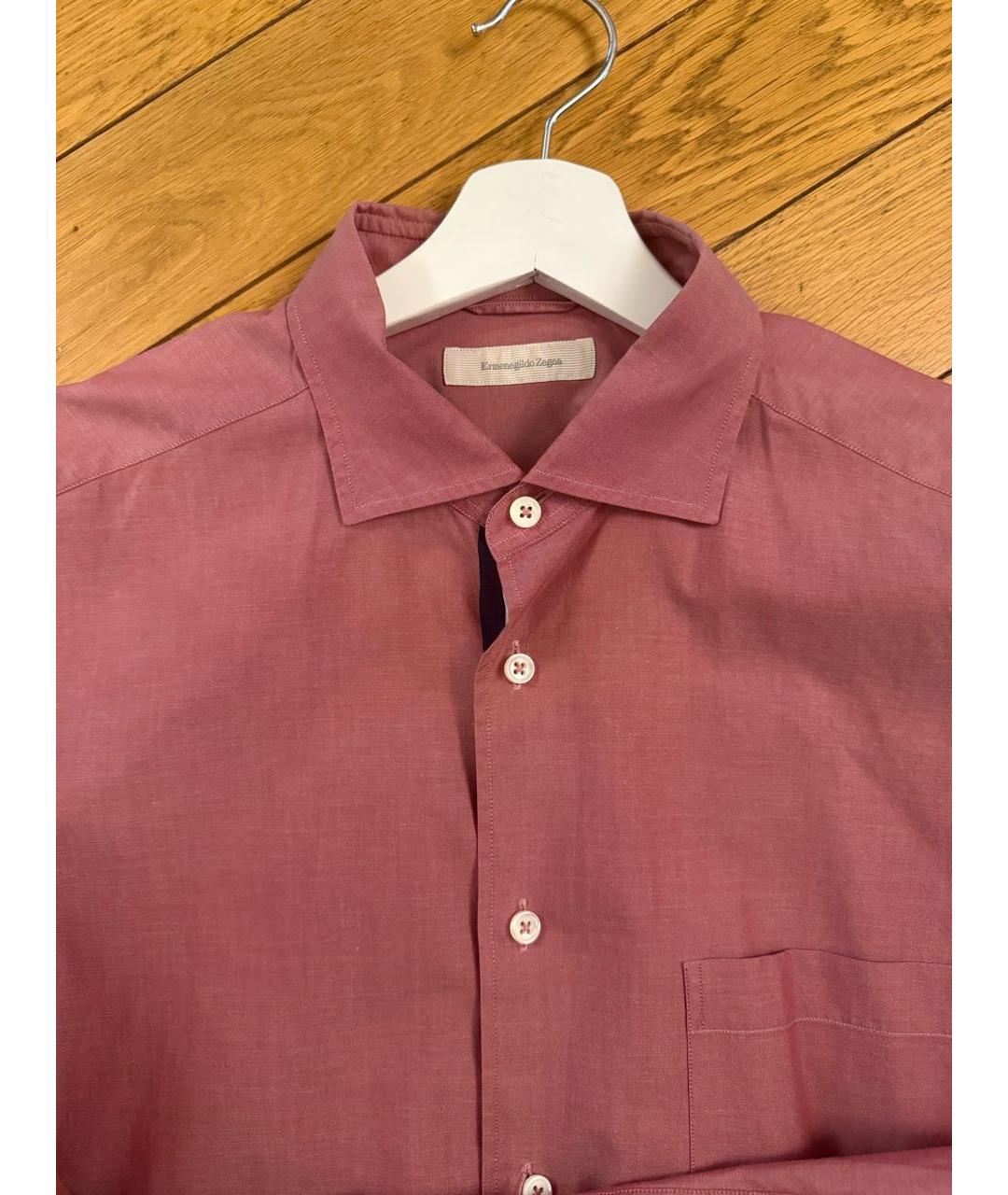ERMENEGILDO ZEGNA XXX Коралловая хлопковая классическая рубашка, фото 3