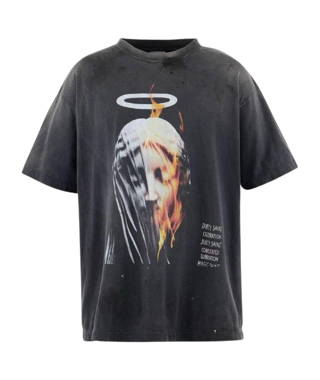 Saint Michael Черная хлопковая футболка, фото 1