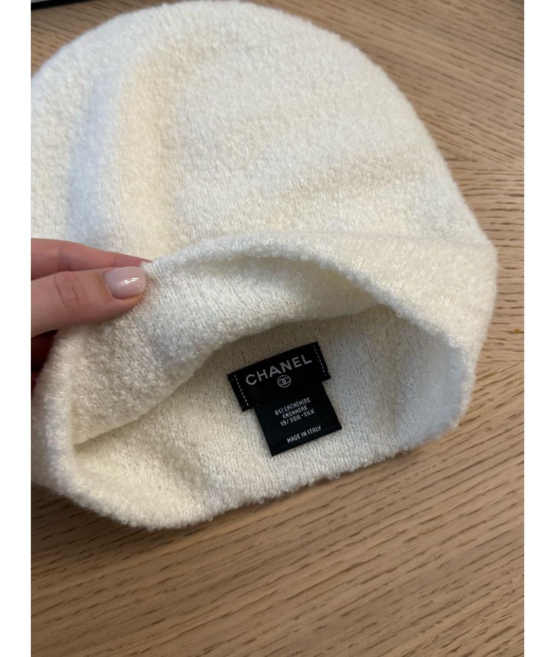 CHANEL Белая кашемировая шапка, фото 3
