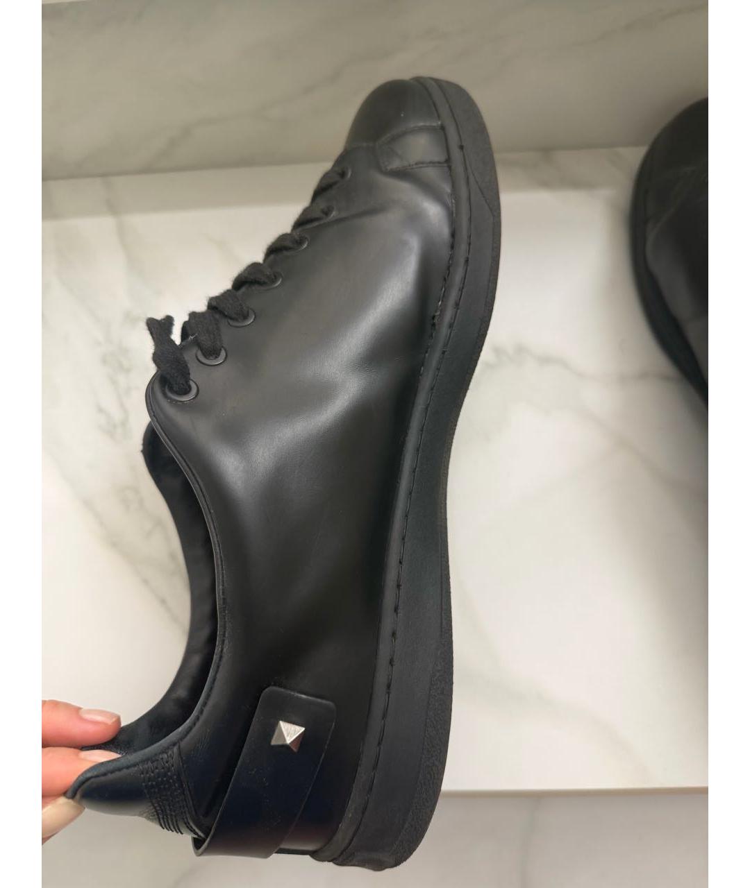 VALENTINO Черные кожаные низкие кроссовки / кеды, фото 7