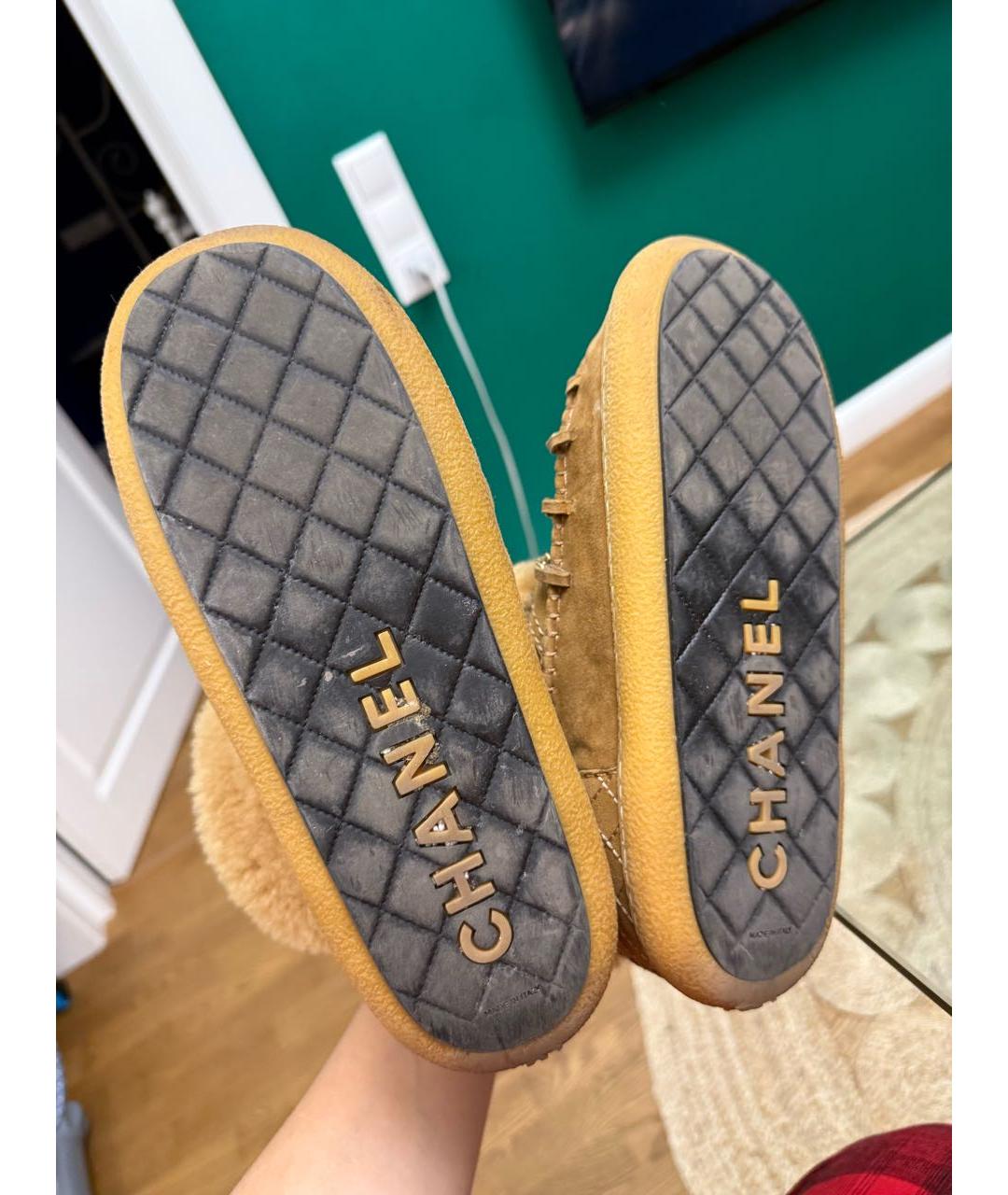 CHANEL Бежевые замшевые полусапоги, фото 6