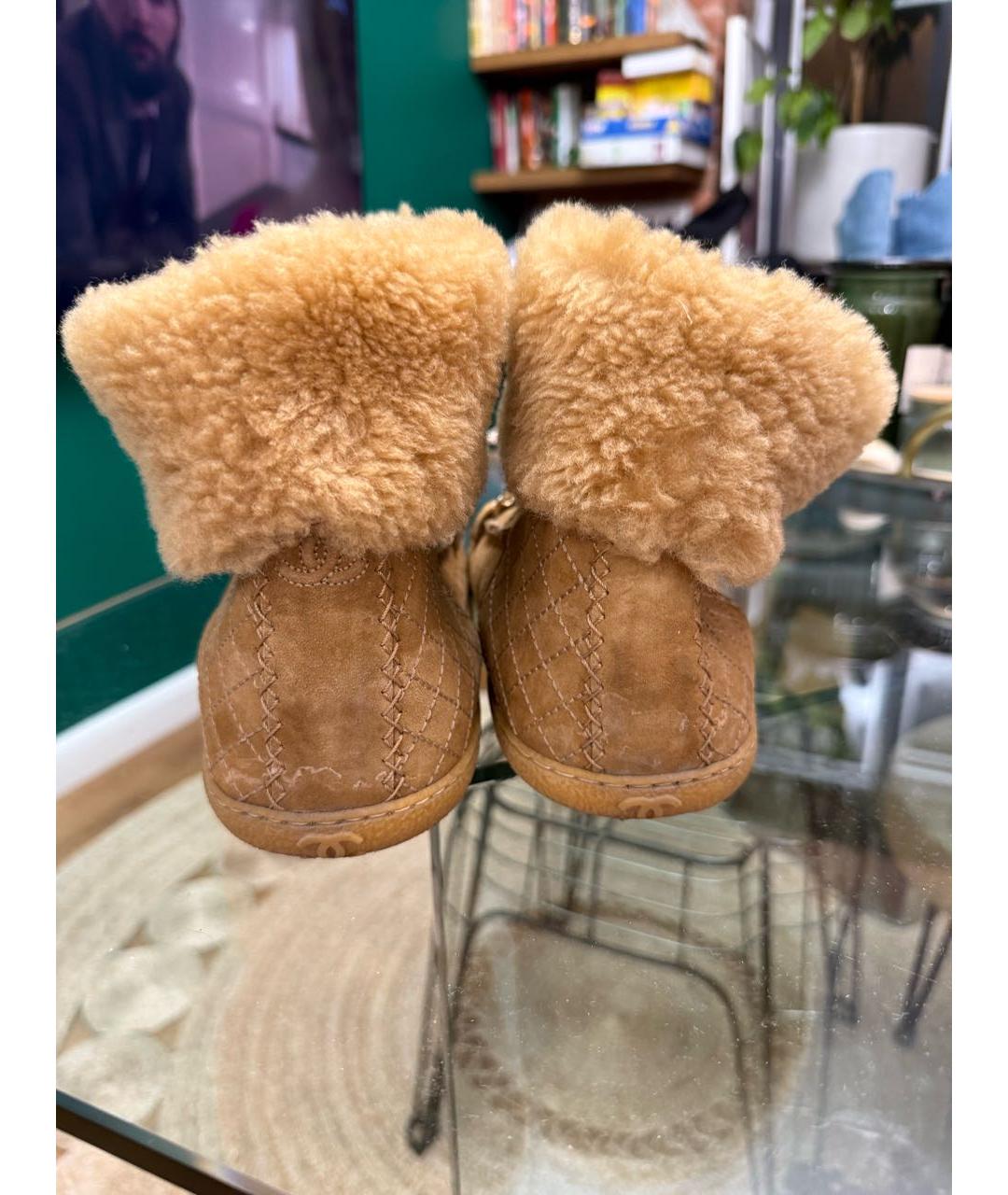 CHANEL Бежевые замшевые полусапоги, фото 5