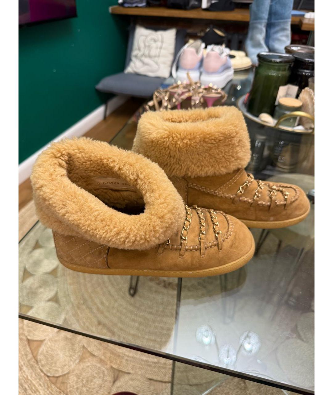 CHANEL Бежевые замшевые полусапоги, фото 3