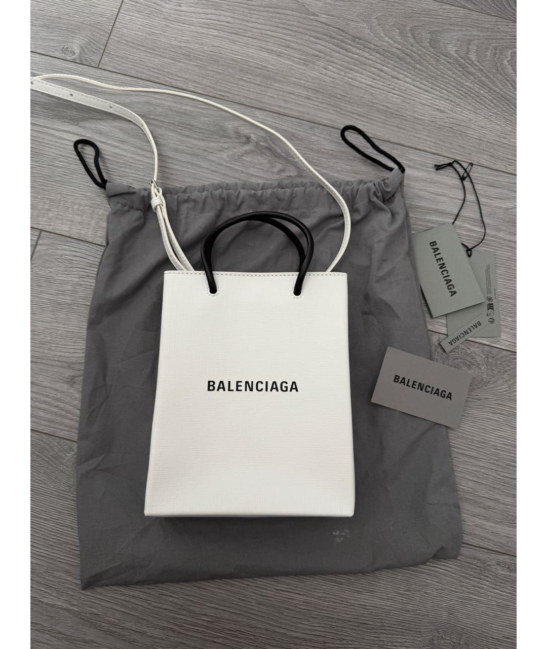 BALENCIAGA Белая кожаная сумка через плечо, фото 2