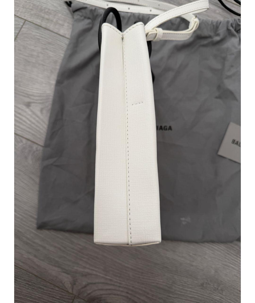 BALENCIAGA Белая кожаная сумка через плечо, фото 4