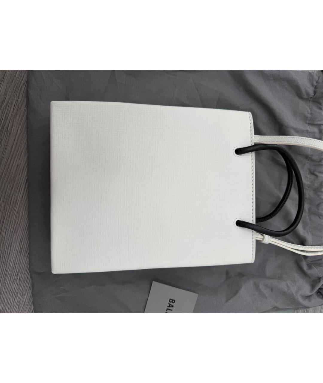 BALENCIAGA Белая кожаная сумка через плечо, фото 3