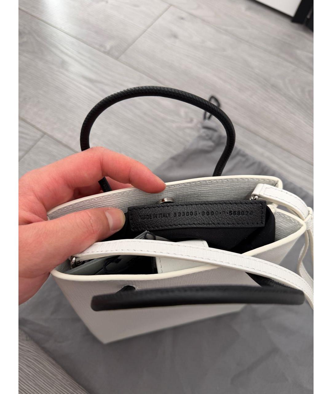 BALENCIAGA Белая кожаная сумка через плечо, фото 6