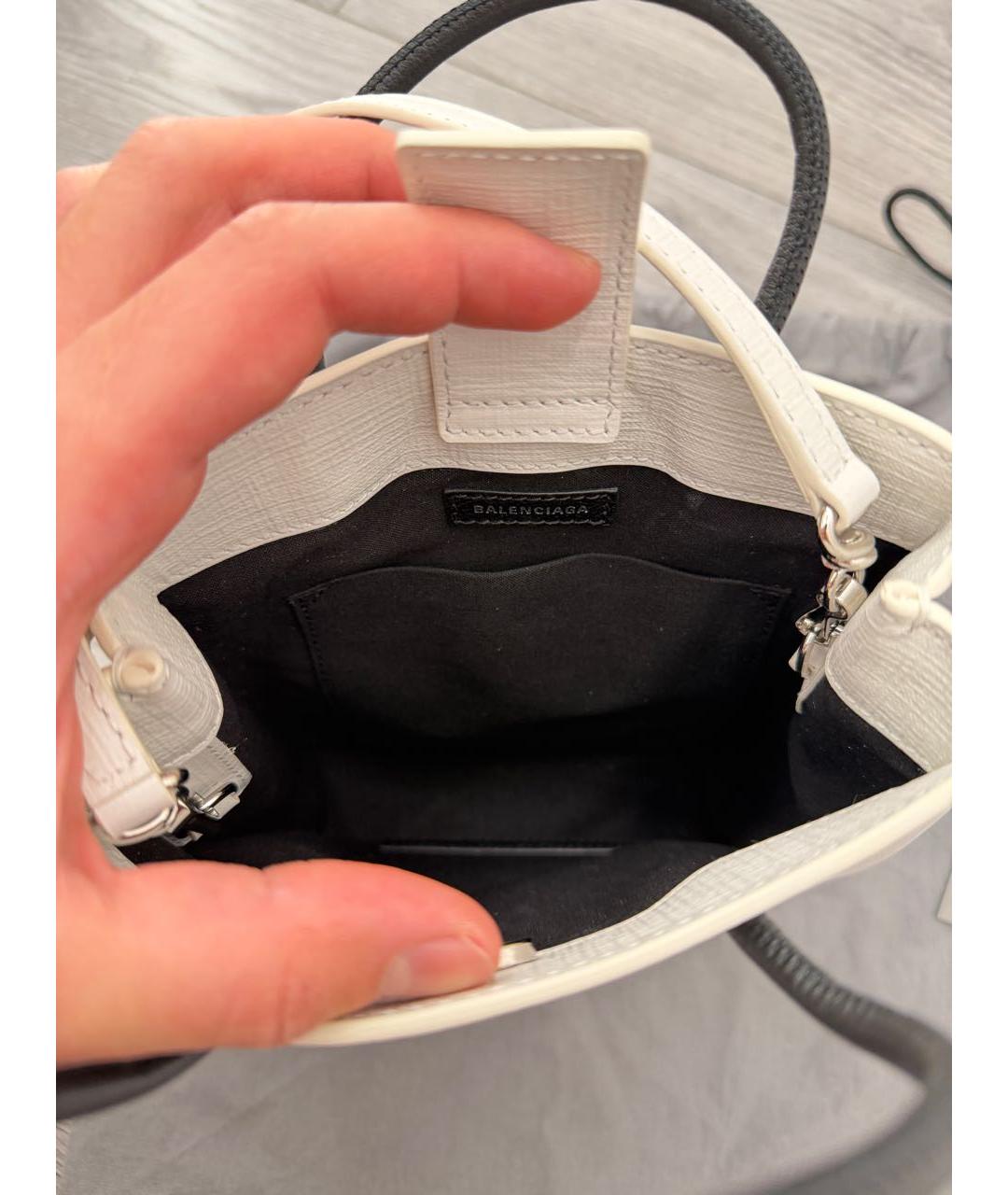 BALENCIAGA Белая кожаная сумка через плечо, фото 7
